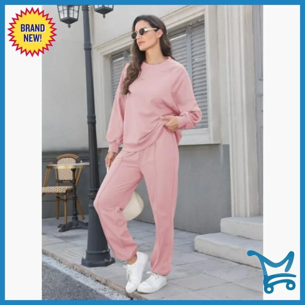 Oversized Sweatsuit Set Jogger Pants Long Sleeve Loungewear Tracksuit